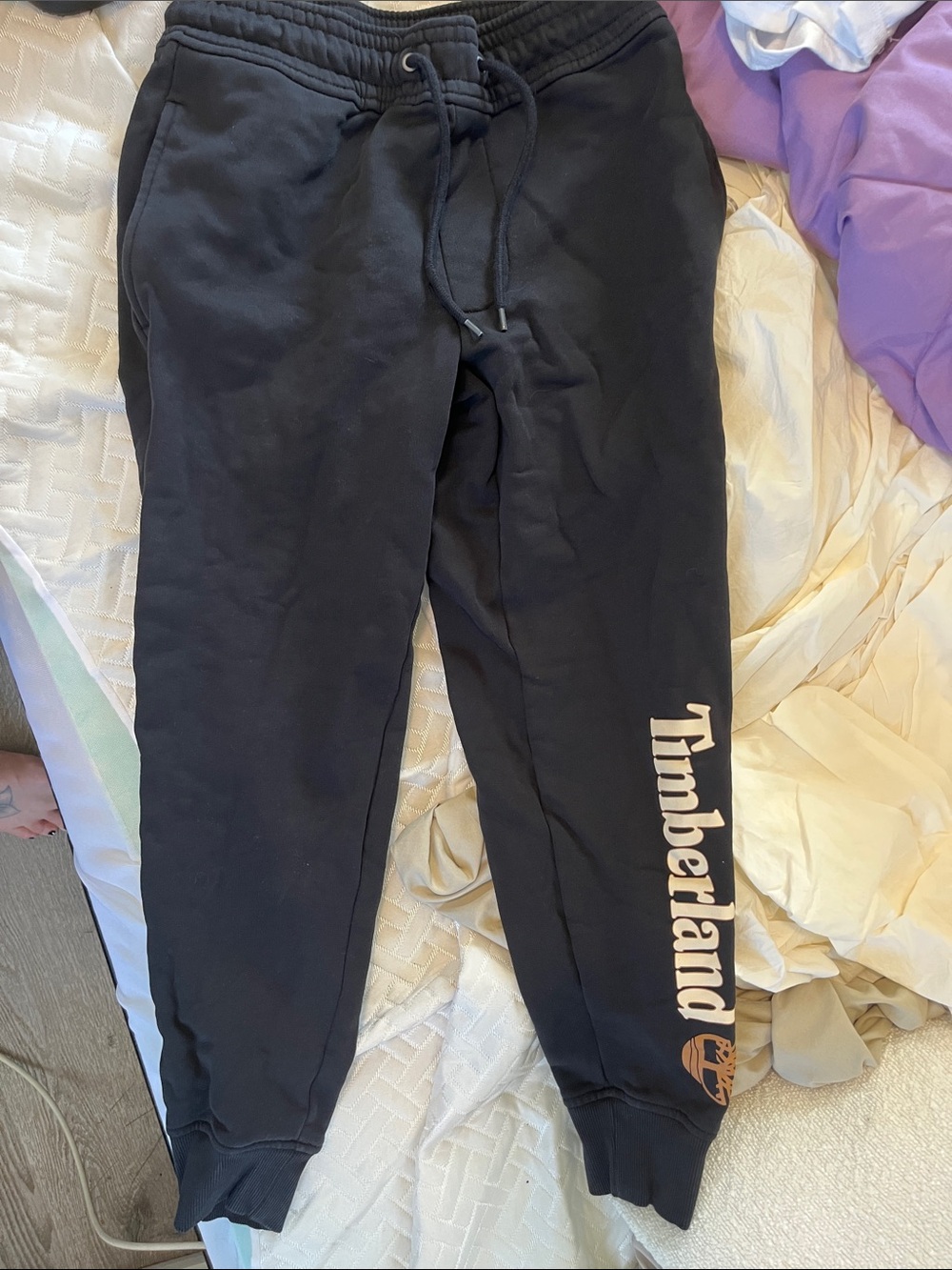 Timberland Black Sweatpants with Beige Logo